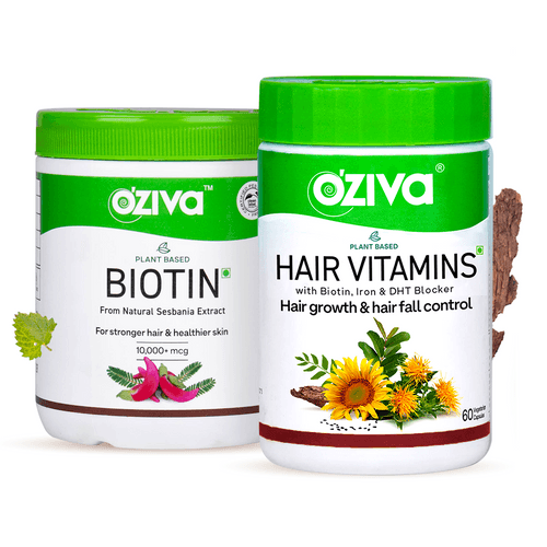 Hair Vitamins & Biotin for Thicker Hair & Hair Fall Control - 60 Capsules + 125g