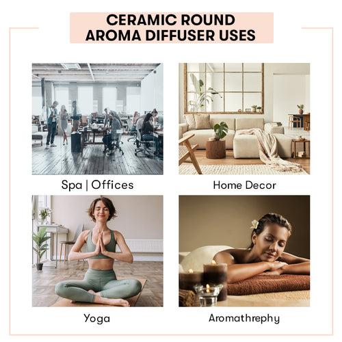 Ceramic Electric Round Shaped Aroma Diffuser + Lavender Oil 10 ML