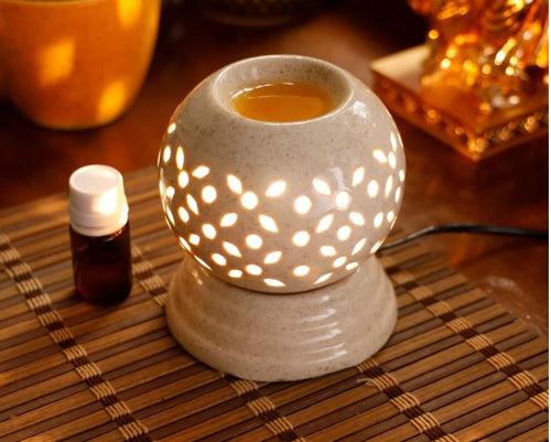 Ceramic Electric Round Shaped Aroma Diffuser + Lavender Oil 10 ML