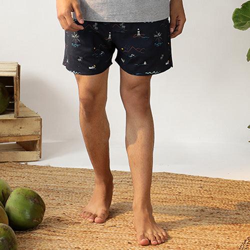 Navy Tropica Cotton Boxers