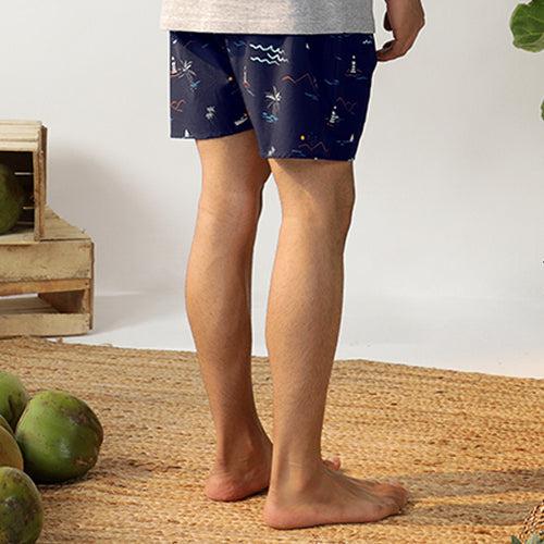 Navy Tropica Cotton Boxers