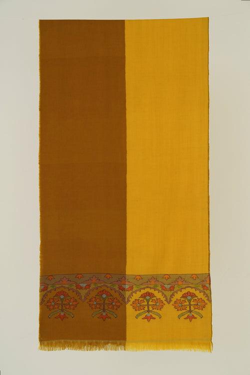 Kani Gulasrin Palledar Hand woven Cashmere Scarf Tawny Mustard