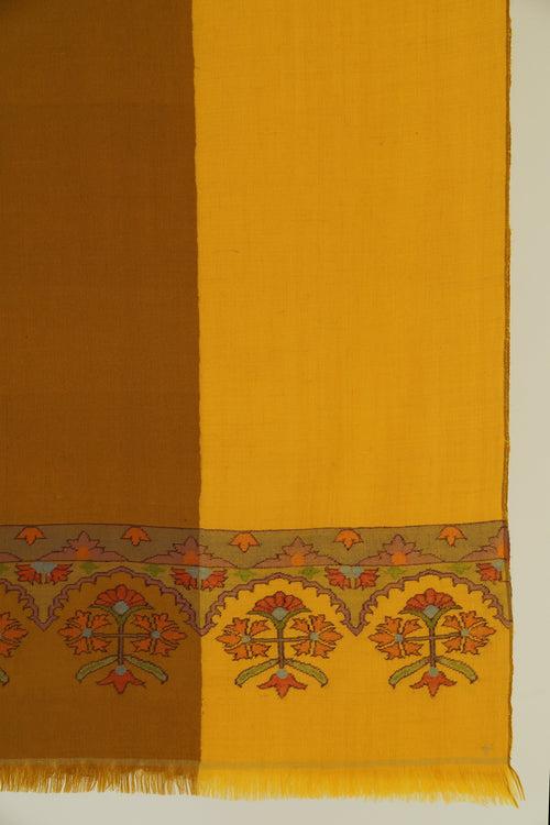 Kani Gulasrin Palledar Hand woven Cashmere Scarf Tawny Mustard