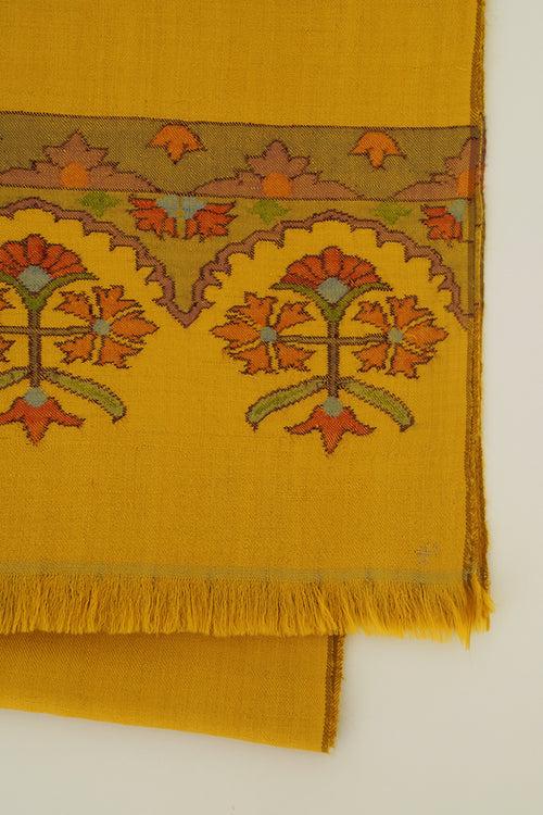 Kani Gulasrin Palledar Hand woven Cashmere Scarf Tawny Mustard