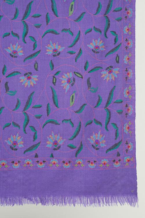 Kani Bano Hand Woven Pashmina Shawl Purple