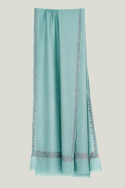 Avin Baildar Hand Embroidered Pashmina Stole Celedon