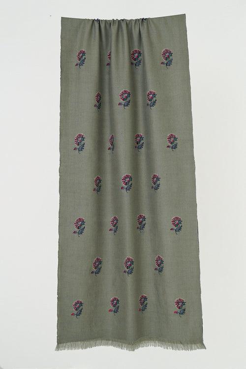 Kani Muzamil Buti Hand Woven Pashmina Scarf Shadow