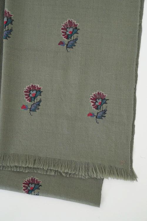 Kani Muzamil Buti Hand Woven Pashmina Scarf Shadow