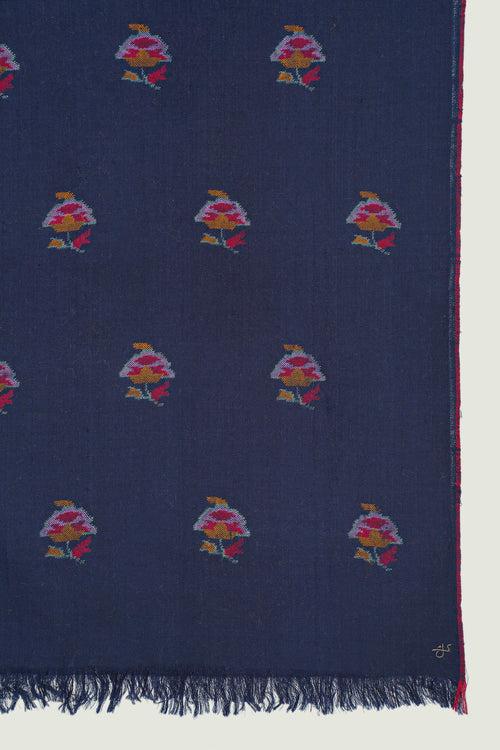 Kani Galib Buti Hand Woven Pashmina Scarf Navy