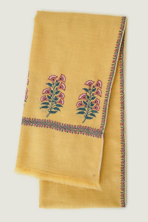 Mughal Palla Hand Embroidered Pashmina Shawl Butter