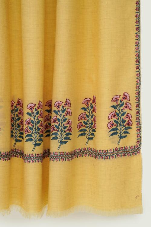 Mughal Palla Hand Embroidered Pashmina Shawl Butter