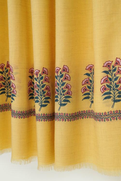 Mughal Palla Hand Embroidered Pashmina Shawl Butter