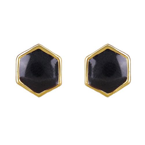 MY HEART OF BLACK HEXAGON ENAMEL EARRING