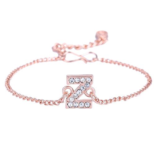 Estele Rose Gold Plated Captivating Medium 'Z' Letter Bracelet with Crystals for Women