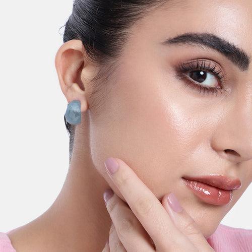 Estele Fashion Earrings for Women and Girls Cobalt Blue Plated Latest Stylish Medium Size Metallic Hoop Earrings Versatile Chic for Women & Girls