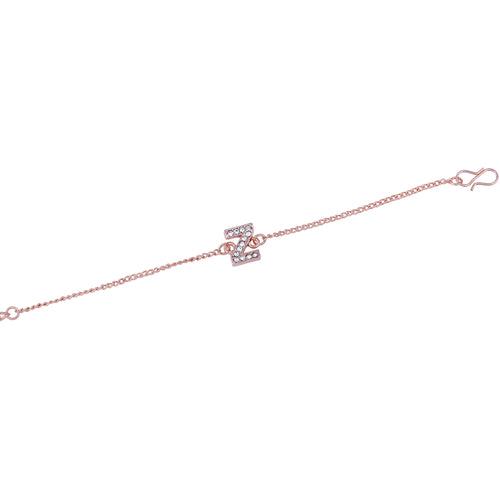 Estele Rose Gold Plated Captivating Medium 'Z' Letter Bracelet with Crystals for Women