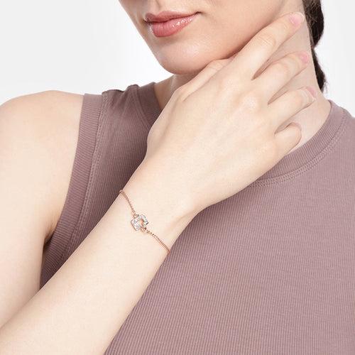 Estele Rose Gold Plated Captivating Medium 'C' Letter Bracelet with Crystals for Women