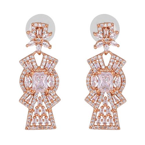 Estele Rose Gold Plated CZ Ravishing Earrings for Women