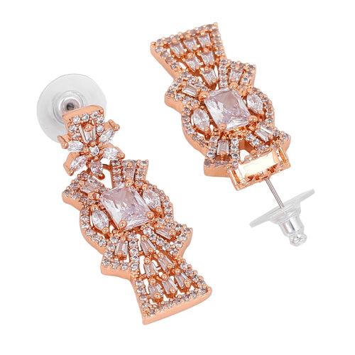 Estele Rose Gold Plated CZ Ravishing Earrings for Women