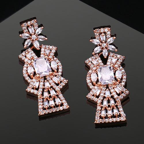 Estele Rose Gold Plated CZ Ravishing Earrings for Women