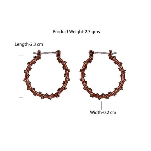 Estele Fashion Earrings for Girls and Women Chocolate Brown Plated Contemporary Statement Twisted Metallic Hoop Earrings Party/Office Wear for Girls and Women