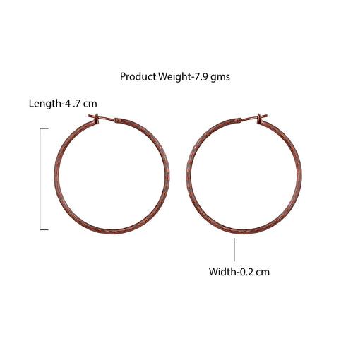 Estele Fashion Earrings for Women and Girls Chocolate Brown Plated Latest Trendy Circular Shaped Western Big Size Metallic Hoop Earrings Party/Office Wear for Girls and Women