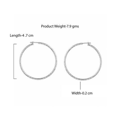 Estele Fashion Earrings for Women and Girls Rhodium Plated Latest Trendy Circular Shaped Western Big Size Metallic Hoop Earrings Party/Office Wear for Girls and Women