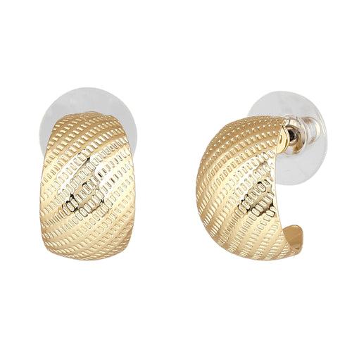 Estele Fashion Earrings for Women and Girls Gold Toned Latest Stylish Medium Metallic Half Hoop Earrings Party/Office Wear for Girls and Women