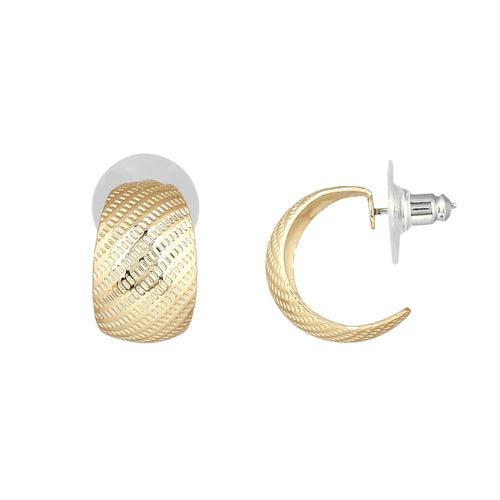 Estele Fashion Earrings for Women and Girls Gold Toned Latest Stylish Medium Metallic Half Hoop Earrings Party/Office Wear for Girls and Women