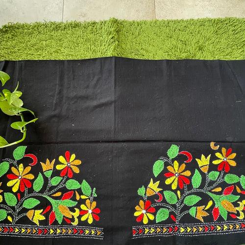 Hand Embroidered Kantha Blouse Pieces - Black, Green, Pink, Yellow,