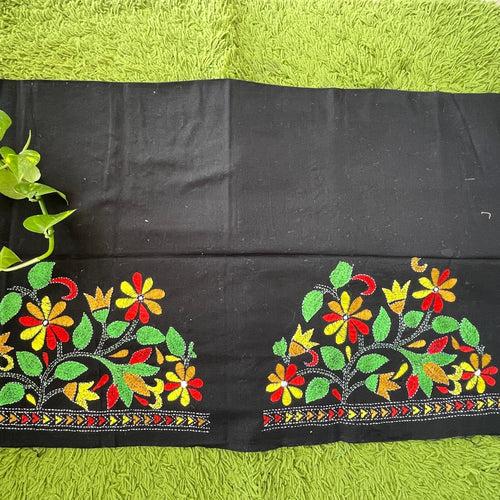 Hand Embroidered Kantha Blouse Pieces - Black, Green, Pink, Yellow,