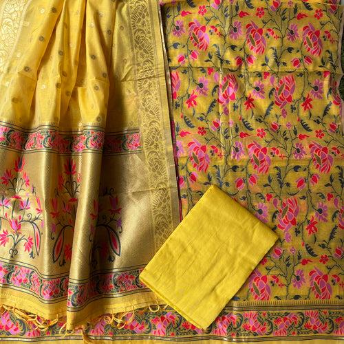 Banarasi Cotton Silk Unstitched Salwar Suit Fabric - (Different Colours Available)