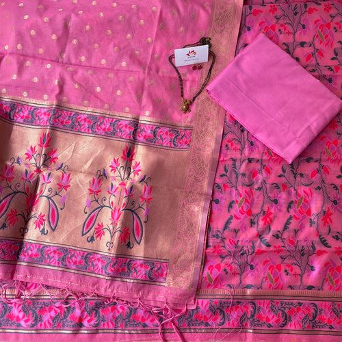 Banarasi Cotton Silk Unstitched Salwar Suit Fabric - (Different Colours Available)