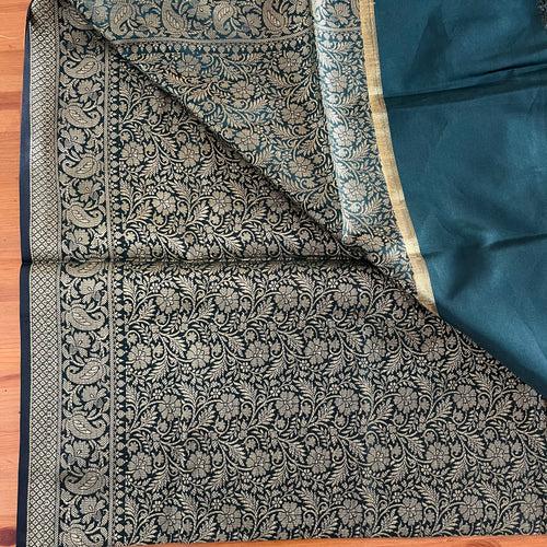 Tanchoi Silk Jari Dupatta - Green and Gold ( Various Colours available )