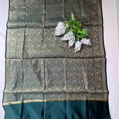 Tanchoi Silk Jari Dupatta - Green and Gold ( Various Colours available )