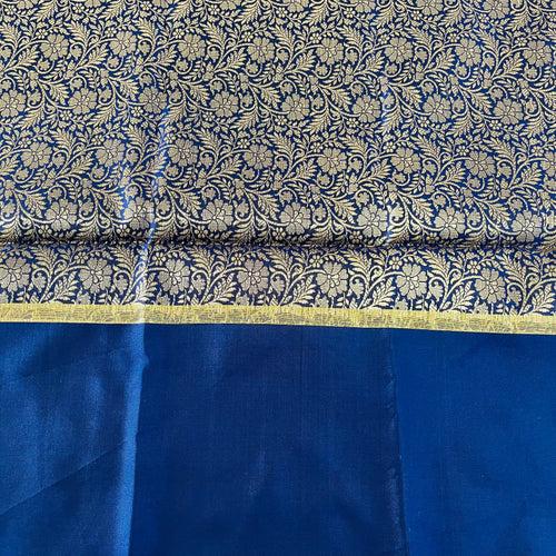 Tanchoi Silk Jari Dupatta - Dark Blue and Gold