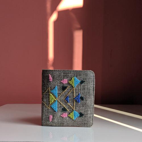 Grey Abstract - Snap Button Wallet - Beadwork