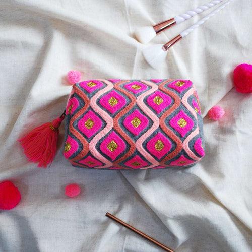 Pink Tiles Makeup Pouch