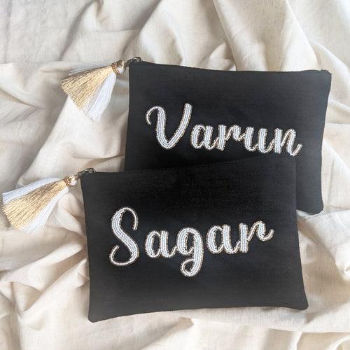 Personalised Flat Namepouch - Black Velvet