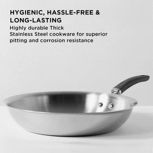 Meyer Trivantage Stainless Steel Triply Cookware 2-Piece Set - Frypan + Interchangeable Glass Lid, 24cm