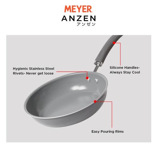 Meyer Anzen Ceramic Coated Cookware 2 piece Set -Frypan + Interchangeable Glass Lid, 24cm