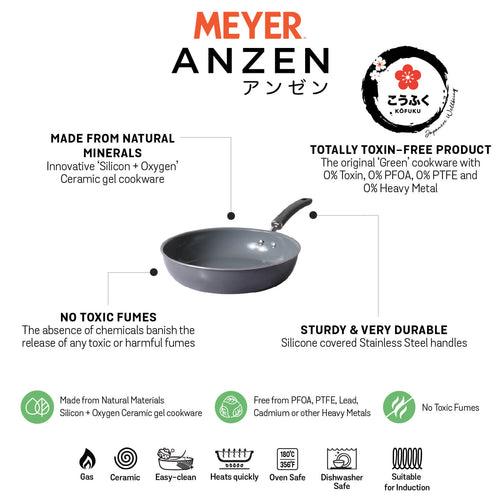 Meyer Anzen Ceramic Coated Cookware 2 piece Set -Frypan + Interchangeable Glass Lid, 24cm