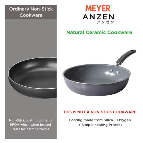 Meyer Anzen Ceramic Coated Cookware 2 piece Set -Frypan + Interchangeable Glass Lid, 24cm