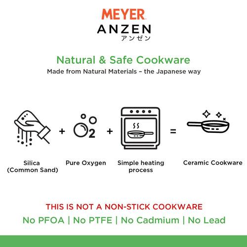 Meyer Anzen Ceramic Coated Cookware 2 piece Set -Frypan + Interchangeable Glass Lid, 26cm