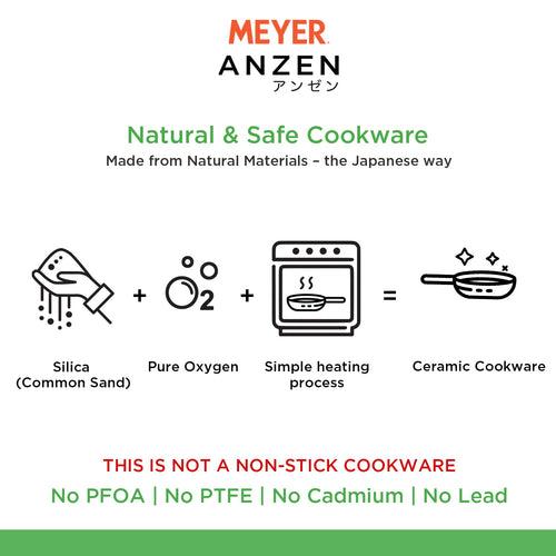 Meyer Anzen Ceramic Coated Cookware 2 piece Set -Frypan + Interchangeable Glass Lid, 24cm