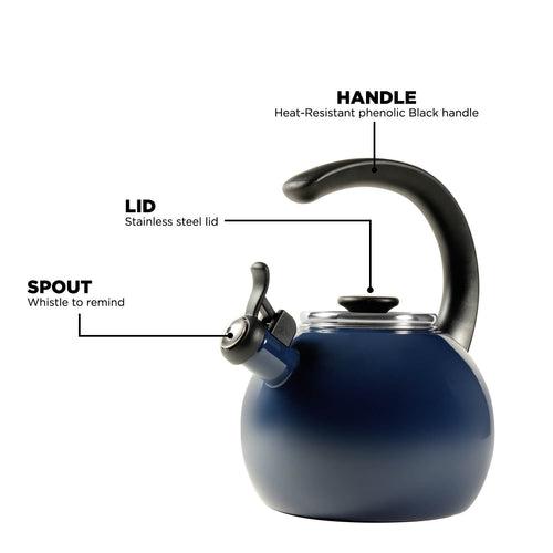 Circulon Enamel On Steel Whistling Tea Kettle 1.9 Liters, Navy