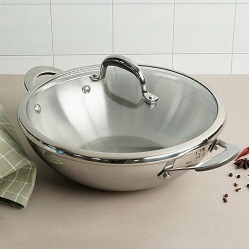 Meyer Select Stainless Steel Kadai 24cm (Induction & Gas Compatible)