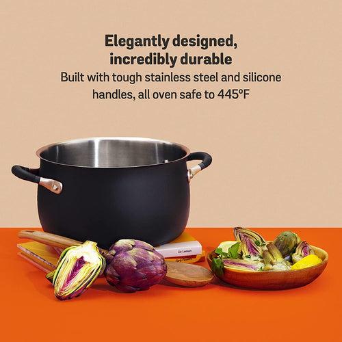 Meyer Accent Series Stainless Steel Stockpot, 6.5 Litres, Matte Black