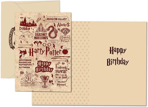 Harry Potter - Pack Of 2 (Infographic Red with Hogwarts Houses) Greeting card