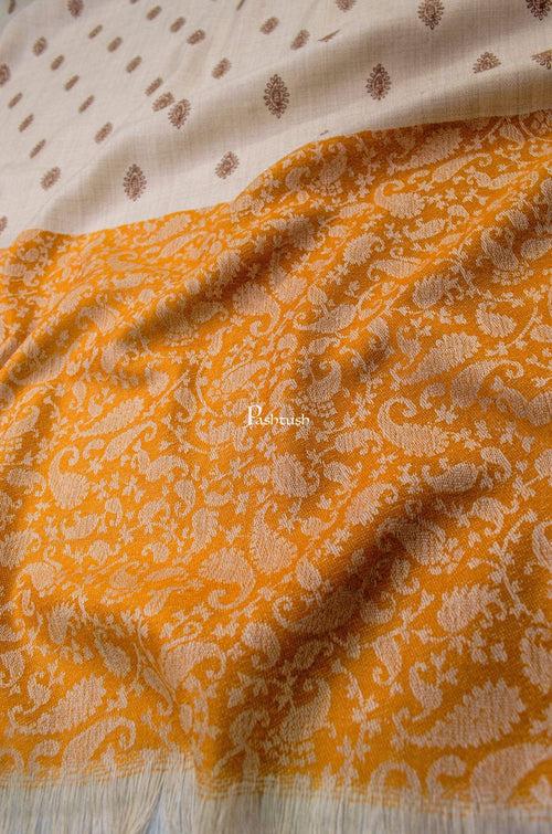 Pashtush His And Her Gift Set Of Fine Wool Stole and Embroidery Shawl With Premium Gift Box Packaging, Mustard and Orange